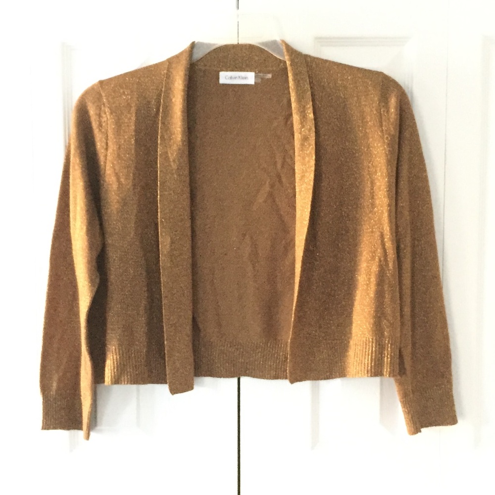 Womens Calvin Klein gold cardigan/bolero